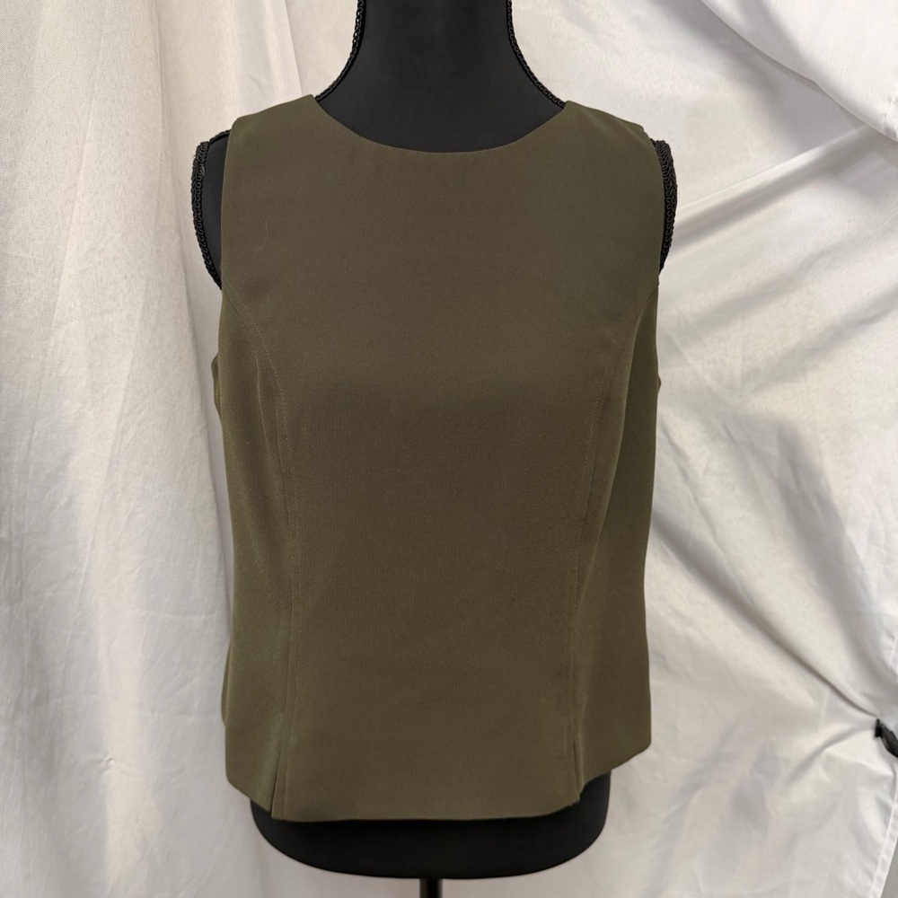 Vintage Chic Amanda Smith Olive Green Sleeveless Blouse